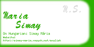 maria simay business card